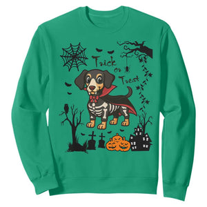Funny Halloween Gift Sweatshirt Trick Or Treat With My Dachshund Dracula TS12 Irish Green Print Your Wear