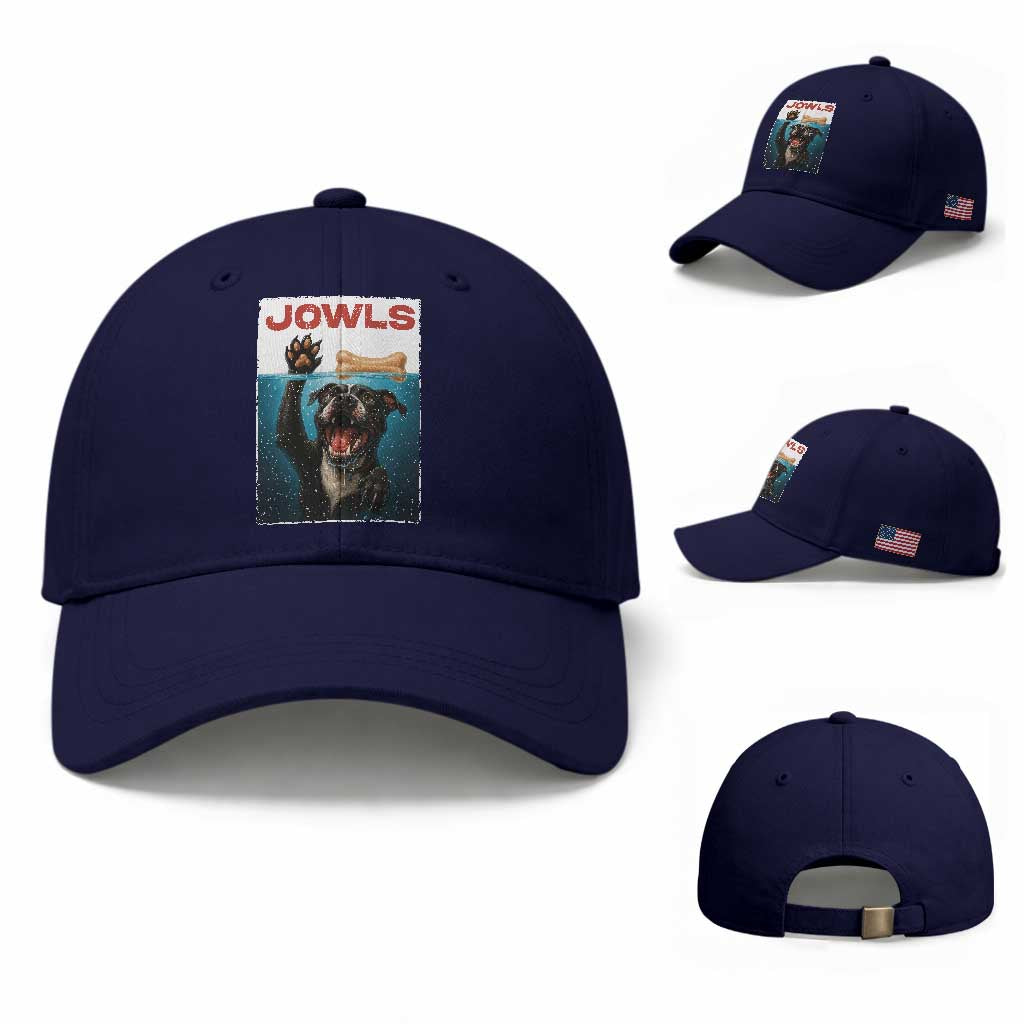 Pitbull Lover Baseball Cap Funny Jowls Horror Dog Poster TS12 Baseball Cap Universal Fit Dark Blue Print Your Wear
