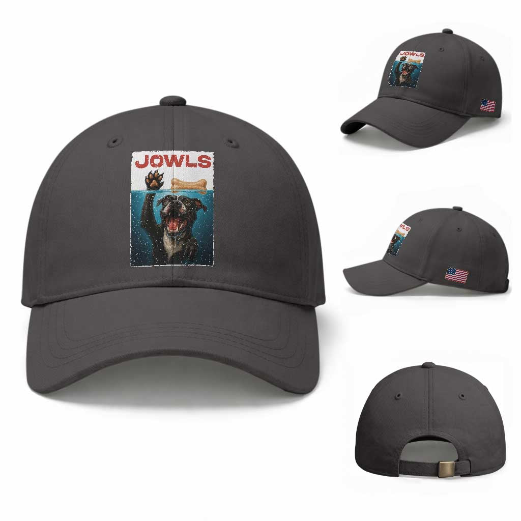 Pitbull Lover Baseball Cap Funny Jowls Horror Dog Poster TS12 Baseball Cap Universal Fit Dark Gray Print Your Wear