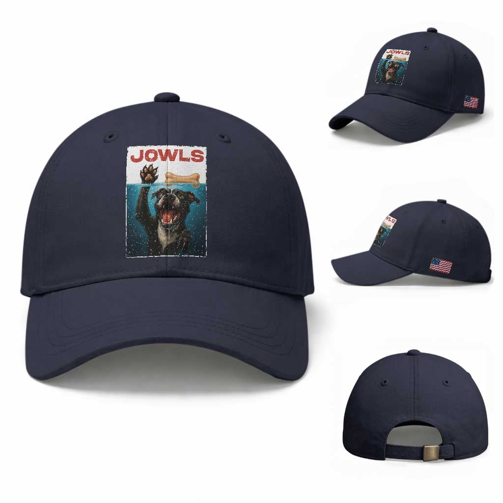 Pitbull Lover Baseball Cap Funny Jowls Horror Dog Poster TS12 Baseball Cap Universal Fit Navy Print Your Wear