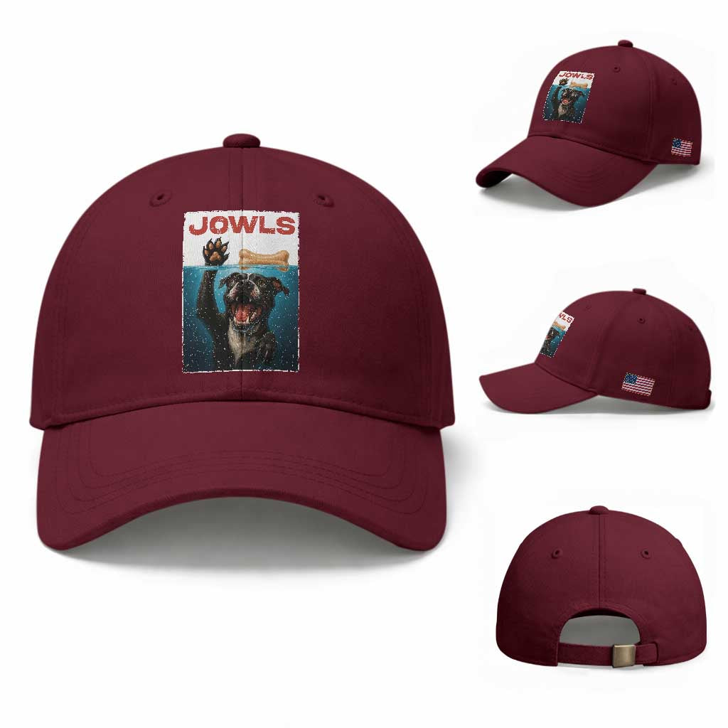 Pitbull Lover Baseball Cap Funny Jowls Horror Dog Poster TS12 Baseball Cap Universal Fit Maroon Print Your Wear