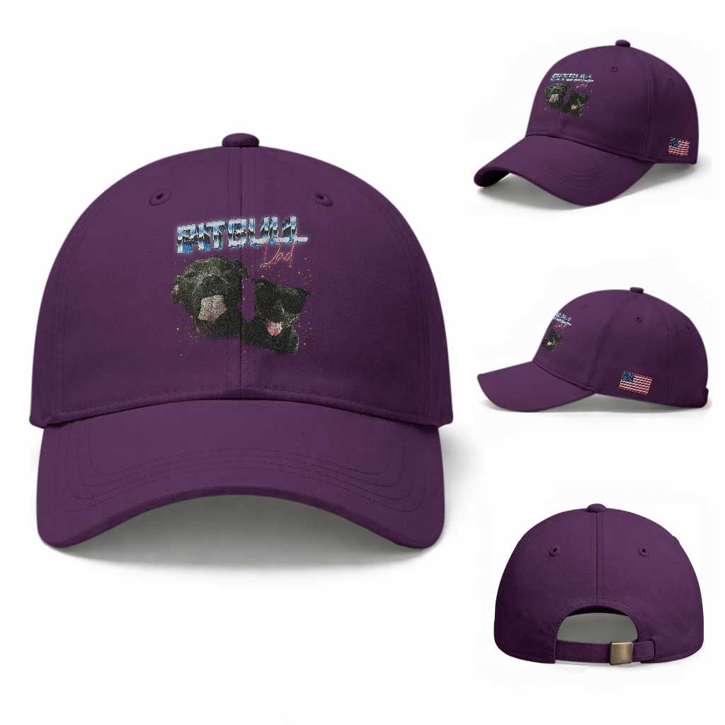 Pitbull Dad Baseball Cap Funny Gift For Pitbull Lover TS12 Baseball Cap Universal Fit Purple Print Your Wear