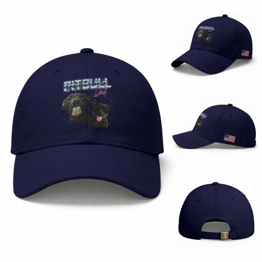 Pitbull Dad Baseball Cap Funny Gift For Pitbull Lover TS12 Baseball Cap Universal Fit Dark Blue Print Your Wear