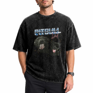 Pitbull Dad Washed Cotton T-Shirt Funny Gift For Pitbull Lover