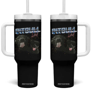 Pitbull Dad Tumbler With Handle Funny Gift For Pitbull Lover TS12 One Size: 40 oz Black Print Your Wear