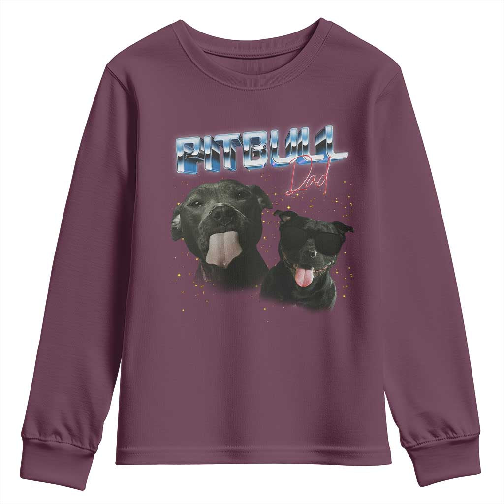 Pitbull Dad Youth Sweatshirt Funny Gift For Pitbull Lover TS12 Maroon Print Your Wear