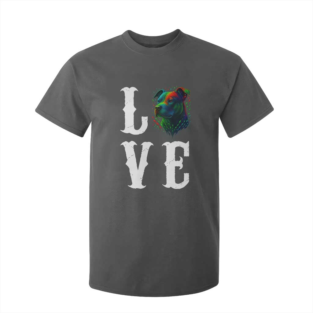 Colorful Pitbull Graphic Art For Dog Lover T Shirt For Kid TS12 Dark Heather Print Your Wear