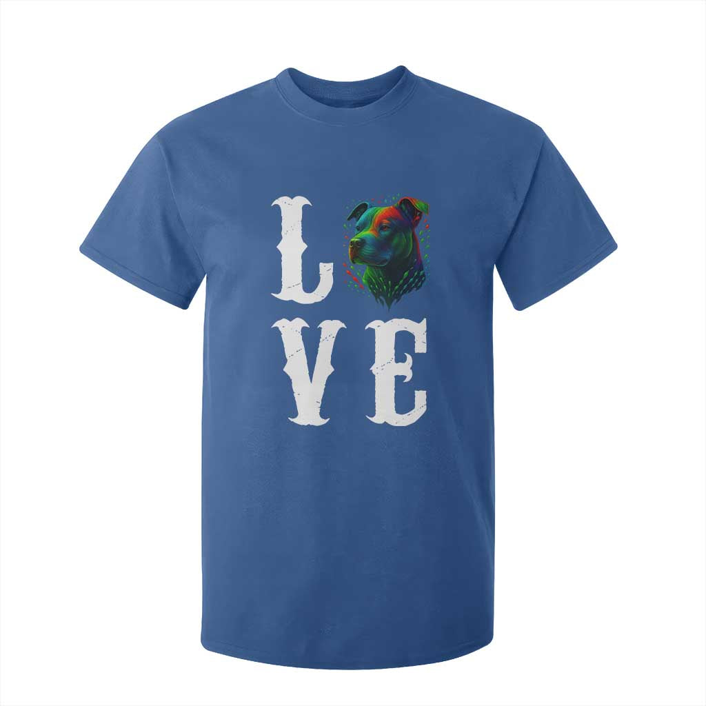 Colorful Pitbull Graphic Art For Dog Lover T Shirt For Kid TS12 Royal Blue Print Your Wear