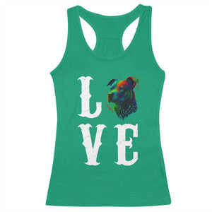 Colorful Pitbull Graphic Art For Dog Lover Racerback Tank Top TS12 Irish Green Print Your Wear