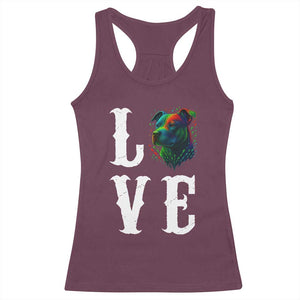 Colorful Pitbull Graphic Art For Dog Lover Racerback Tank Top TS12 Maroon Print Your Wear