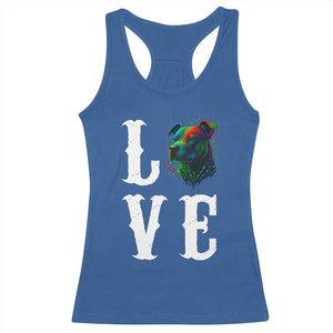 Colorful Pitbull Graphic Art For Dog Lover Racerback Tank Top TS12 Royal Blue Print Your Wear