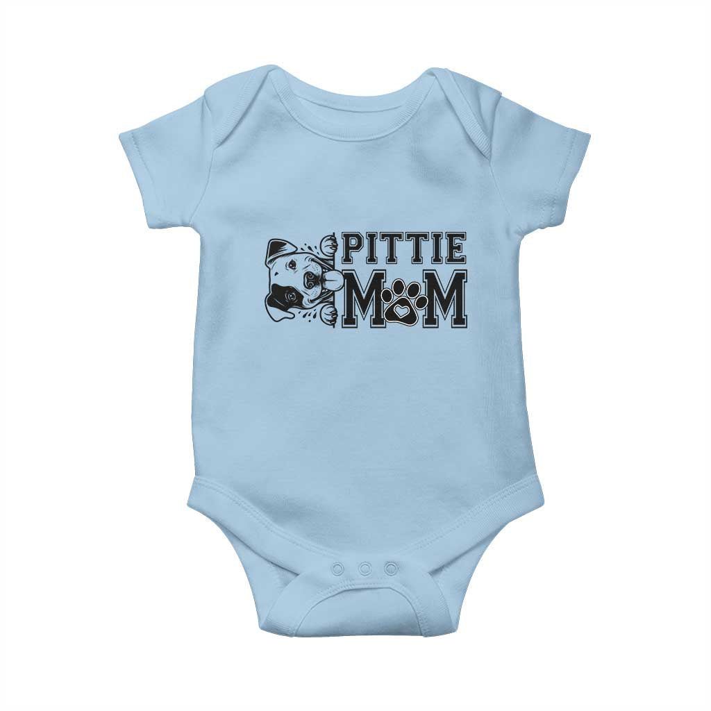 Pittie Mom Baby Onesie Funny Gift For Pitbull Lover TS12 Light Blue Print Your Wear