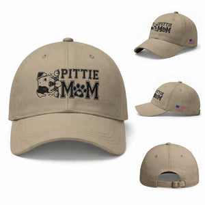 Pittie Mom Baseball Cap Funny Gift For Pitbull Lover TS12 Baseball Cap Universal Fit Khaki Print Your Wear