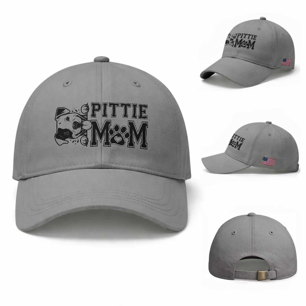 Pittie Mom Baseball Cap Funny Gift For Pitbull Lover TS12 Baseball Cap Universal Fit Sport Gray Print Your Wear