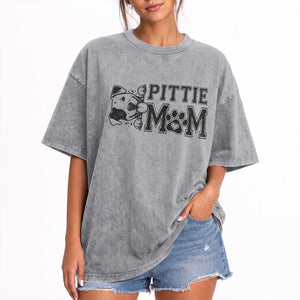 Pittie Mom Washed Cotton T-Shirt Funny Gift For Pitbull Lover