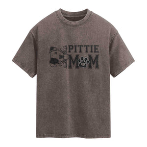 Pittie Mom Washed Cotton T-Shirt Funny Gift For Pitbull Lover