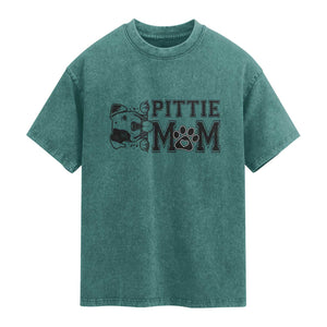 Pittie Mom Washed Cotton T-Shirt Funny Gift For Pitbull Lover