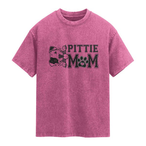 Pittie Mom Washed Cotton T-Shirt Funny Gift For Pitbull Lover