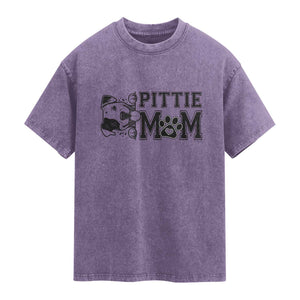 Pittie Mom Washed Cotton T-Shirt Funny Gift For Pitbull Lover