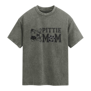 Pittie Mom Washed Cotton T-Shirt Funny Gift For Pitbull Lover