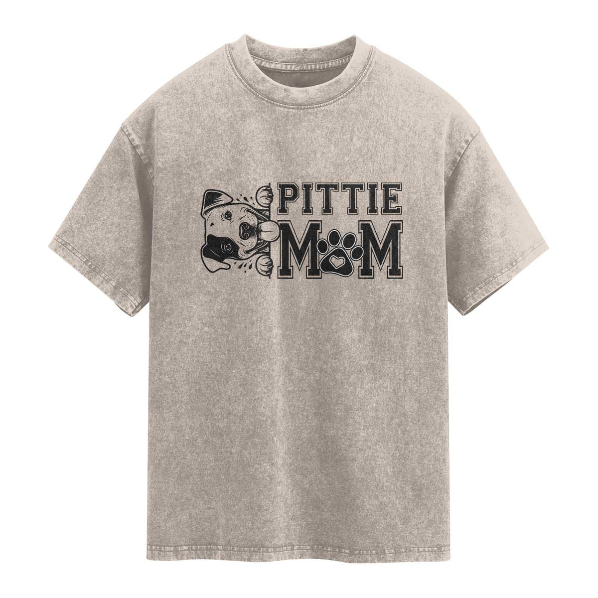 Pittie Mom Washed Cotton T-Shirt Funny Gift For Pitbull Lover
