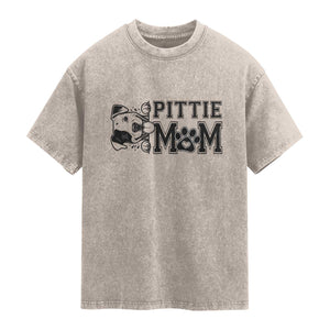 Pittie Mom Washed Cotton T-Shirt Funny Gift For Pitbull Lover