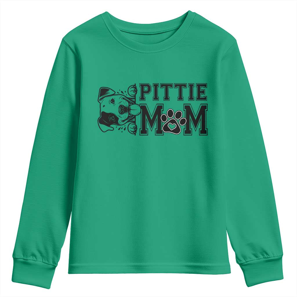 Pittie Mom Youth Sweatshirt Funny Gift For Pitbull Lover TS12 Irish Green Print Your Wear