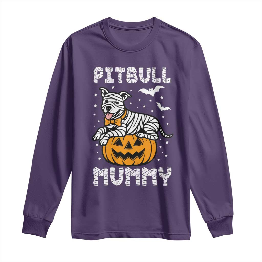 Halloween Dog Lover Long Sleeve Shirt Funny Pitbull Mummy TS12 Purple Print Your Wear