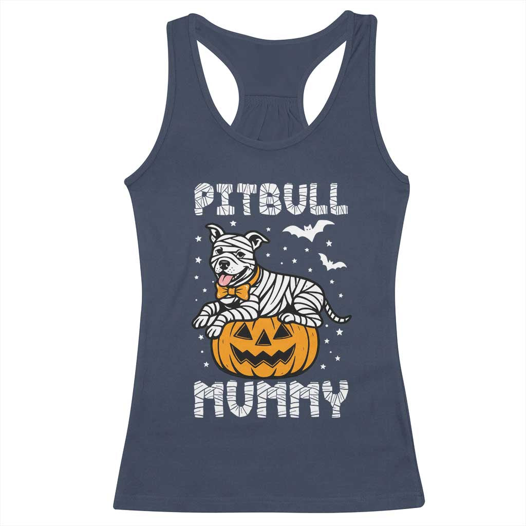 Halloween Dog Lover Racerback Tank Top Funny Pitbull Mummy TS12 Navy Print Your Wear