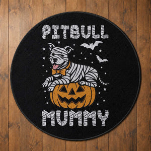 Halloween Dog Lover Round Rug Funny Pitbull Mummy