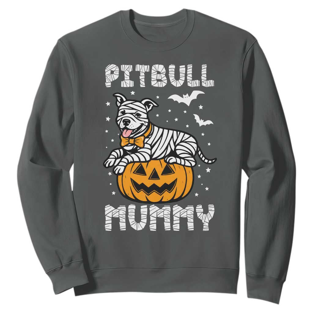 Halloween Dog Lover Sweatshirt Funny Pitbull Mummy TS12 Dark Heather Print Your Wear