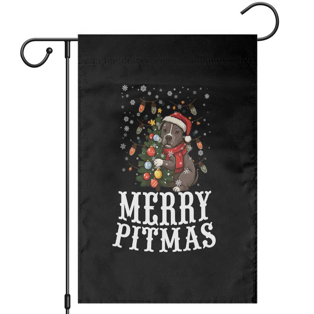 Christmas Pitbull Garden Flag Funny Merry Pitmas Tree Hug TS12 Black Print Your Wear