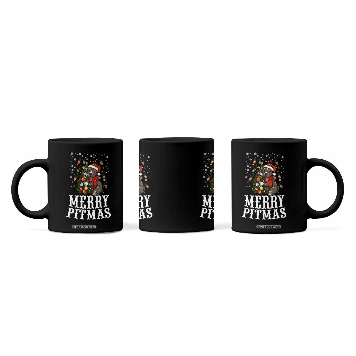 Christmas Pitbull Coffee Mug Funny Merry Pitmas Tree Hug TS12 Print Your Wear