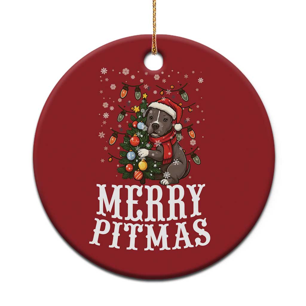 Xmas Pitbull Christmas Ornament Funny Merry Pitmas Tree Hug TS12 Print Your Wear