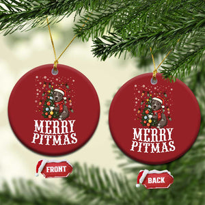 Xmas Pitbull Christmas Ornament Funny Merry Pitmas Tree Hug TS12 Circle Red Print Your Wear