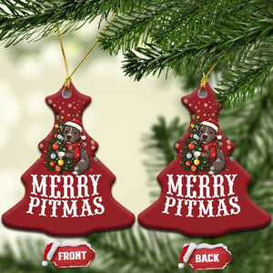 Xmas Pitbull Christmas Ornament Funny Merry Pitmas Tree Hug TS12 Christmas Tree Red Print Your Wear