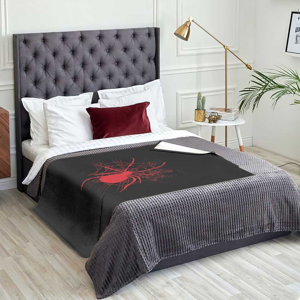 Red Black Widow Spider Throw Blanket Gothic Spider Web Vintage Horror Gift TS12 Print Your Wear