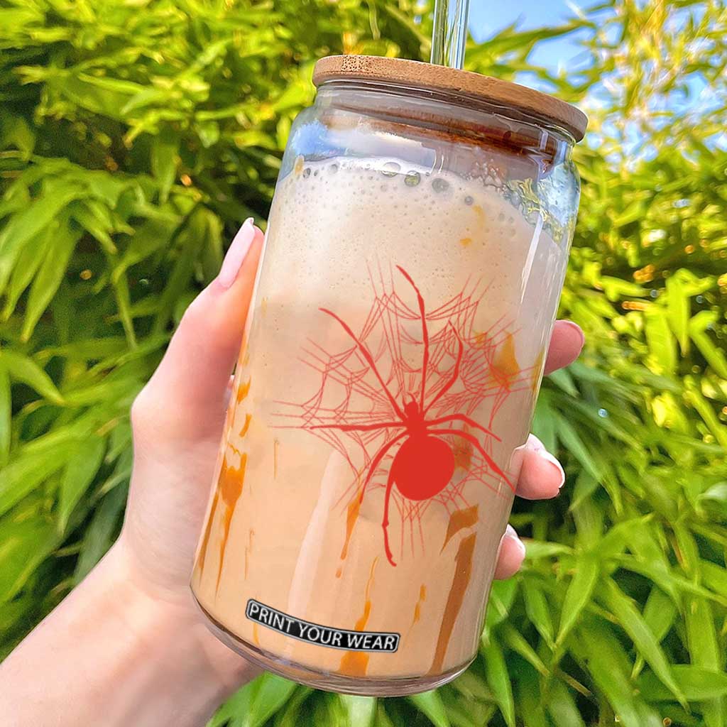 Red Black Widow Spider Glass Can Gothic Spider Web Vintage Horror Gift TS12 Black Print Your Wear