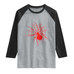 Red Black Widow Spider Raglan Shirt Gothic Spider Web Vintage Horror Gift TS12 Heather Gray Black Print Your Wear
