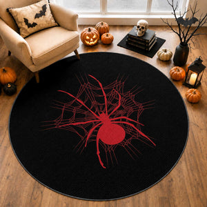 Red Black Widow Spider Round Rug Gothic Spider Web Vintage Horror Gift