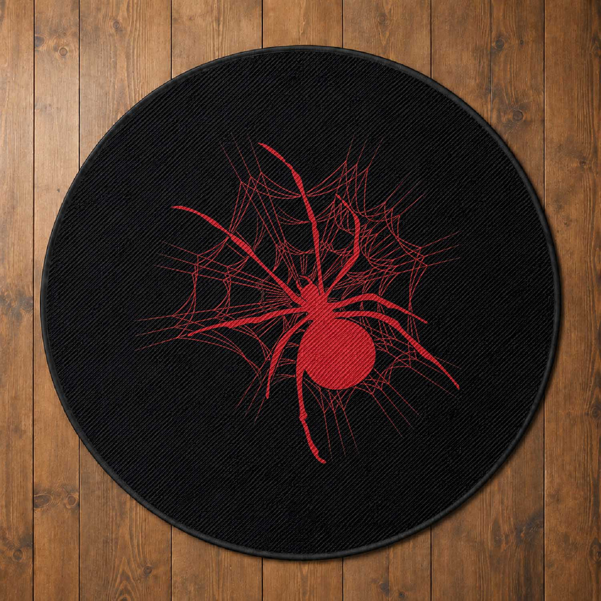 Red Black Widow Spider Round Rug Gothic Spider Web Vintage Horror Gift