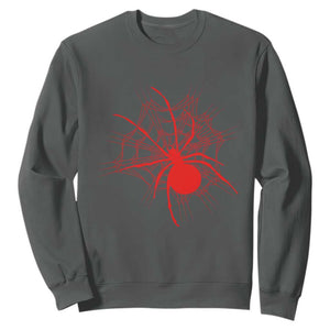 Red Black Widow Spider Sweatshirt Gothic Spider Web Vintage Horror Gift TS12 Dark Heather Print Your Wear