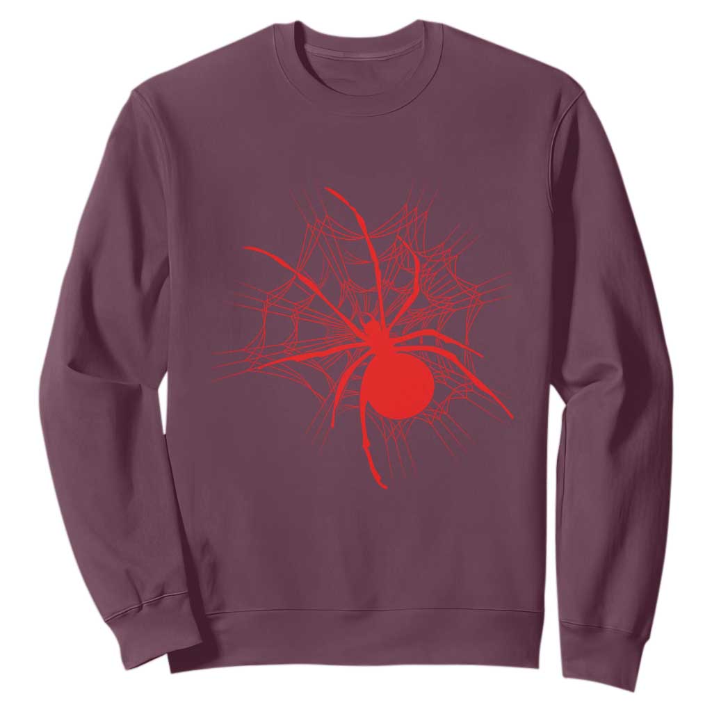 Red Black Widow Spider Sweatshirt Gothic Spider Web Vintage Horror Gift TS12 Maroon Print Your Wear