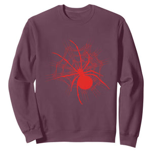 Red Black Widow Spider Sweatshirt Gothic Spider Web Vintage Horror Gift TS12 Maroon Print Your Wear