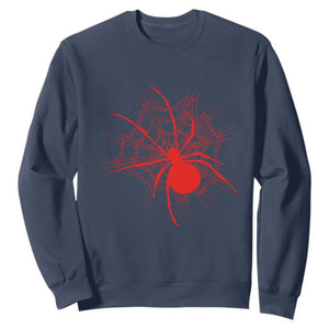 Red Black Widow Spider Sweatshirt Gothic Spider Web Vintage Horror Gift TS12 Navy Print Your Wear