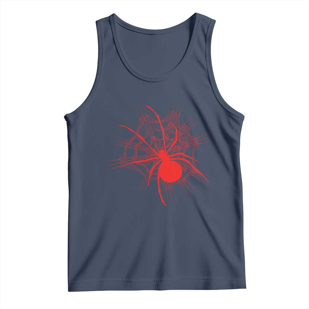 Red Black Widow Spider Tank Top Gothic Spider Web Vintage Horror Gift TS12 Navy Print Your Wear