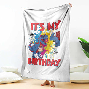 Dino Spider Its My 4th Birthday Throw Blanket Dinosaur Gift For Boys TS12 Print Your Wear