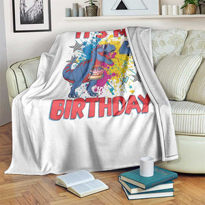 Dino Spider Its My 4th Birthday Throw Blanket Dinosaur Gift For Boys TS12 Print Your Wear