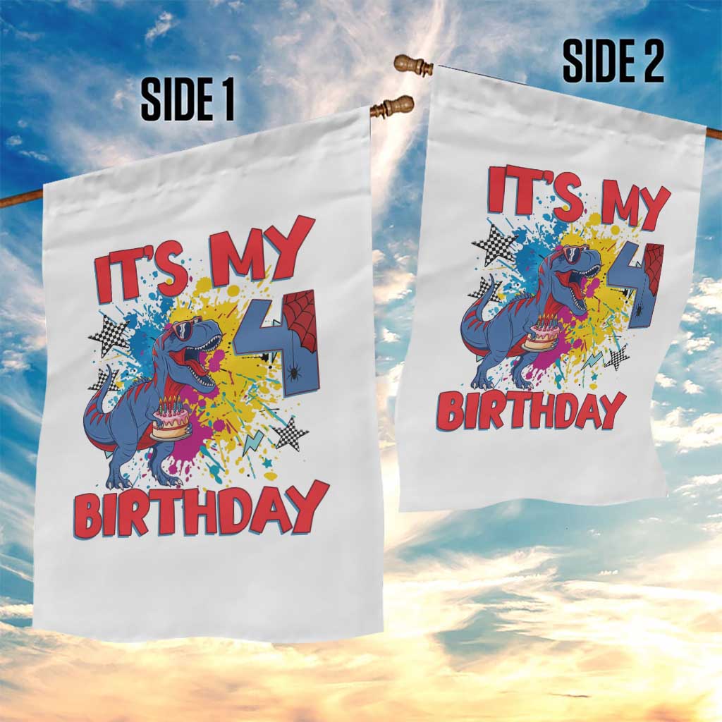 Dino Spider Its My 4th Birthday Garden Flag Dinosaur Gift For Boys TS12 Print Your Wear