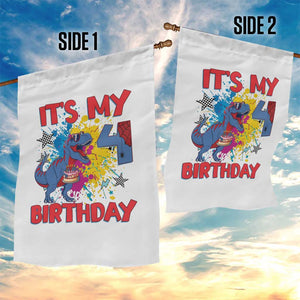 Dino Spider Its My 4th Birthday Garden Flag Dinosaur Gift For Boys TS12 Print Your Wear